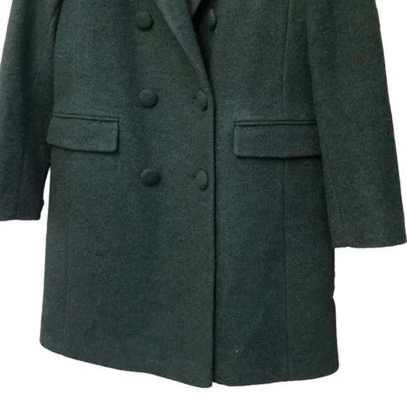 Sam Edelman Womens Green Wool Blend Midi Pea Coat Outerwear Size 8 - Picture 5 of 10
